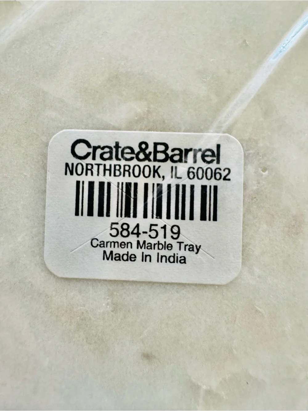 Crate & Barrel Carmen White Marble Vanity Tray